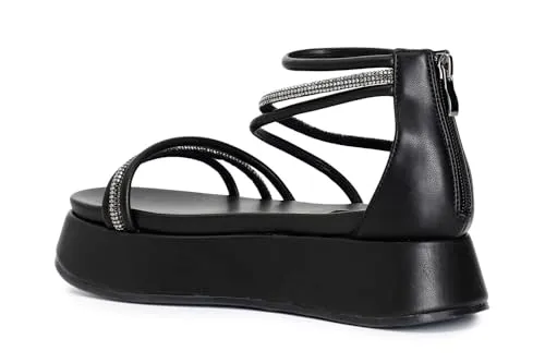 CafèNoir Sandali Asimmetrici Zeppa 3,5 cm Mignons Strass