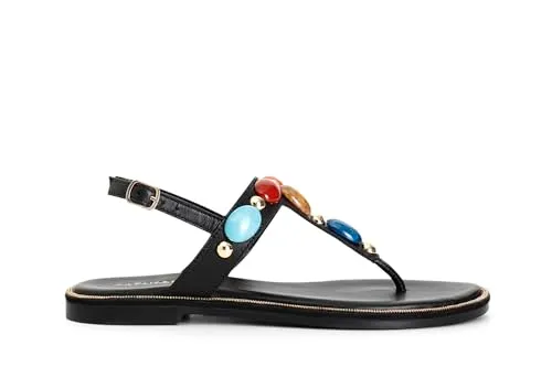 CafèNoir Sandali Infradito Pelle Pietre Oro Tacco 2,5