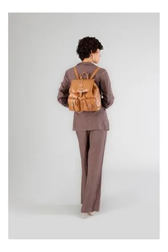 CafèNoir Zaino Pattina Fibbie Borsa Cuoio 27x29x15 cm