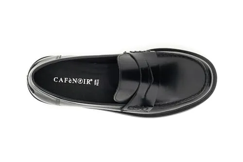 CafèNoir mocassini donna neri spazzolati tacco 2 cm