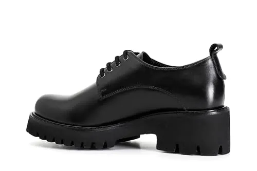 CafèNoir Derby Donna in Pelle Nera Tacco 55mm Carrarmato