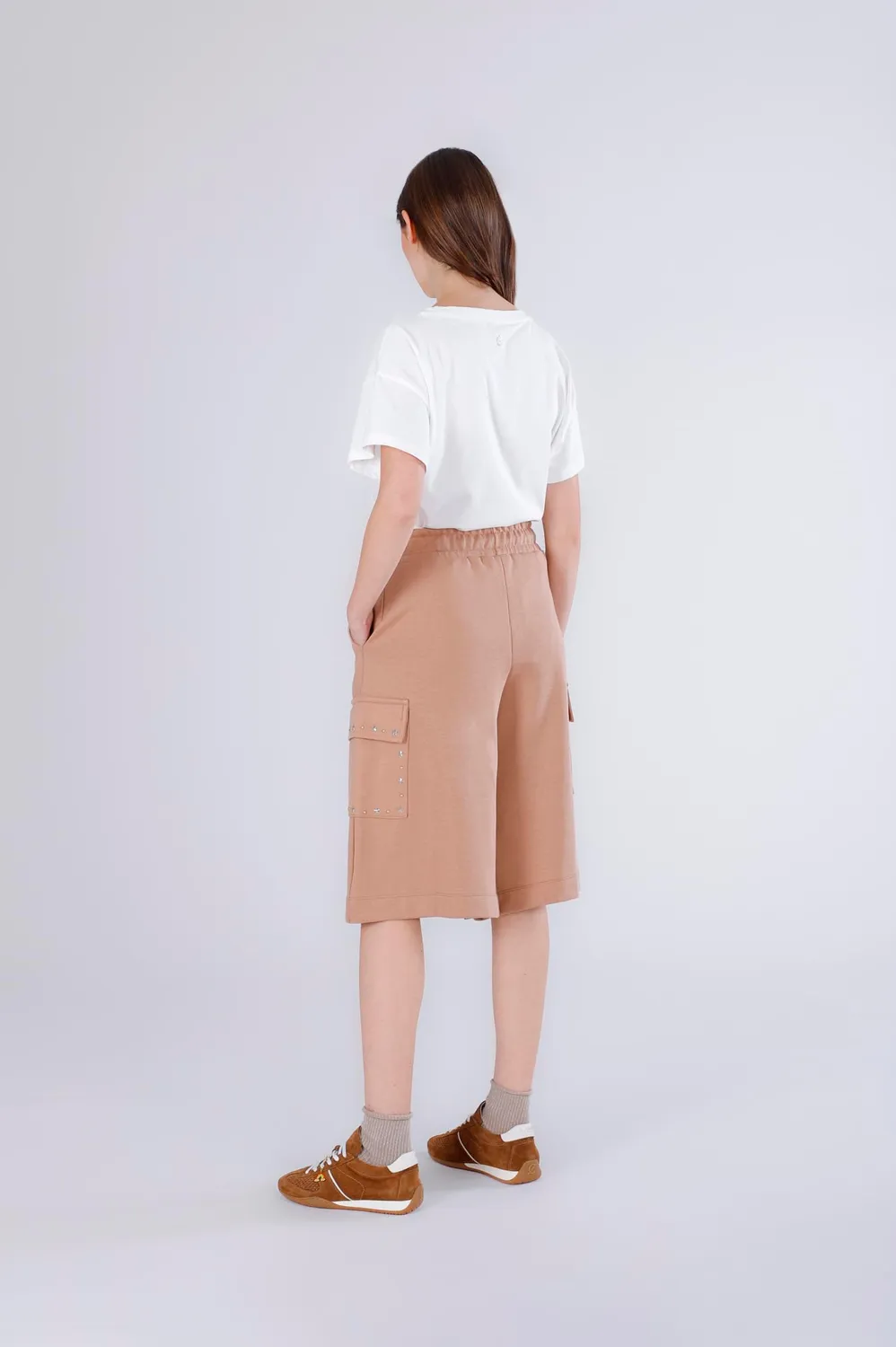 CafèNoir Bermuda in Felpa con Tasconi Pantaloni S Caramello