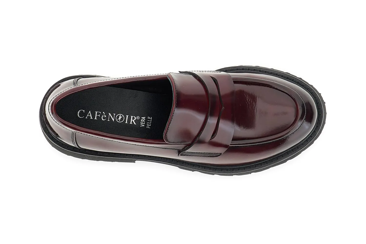CafèNoir Mocassini Pelle Abrasivata Bordeaux Chunky pelle