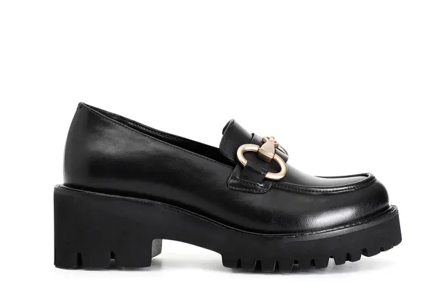CafèNoir Mocassino Donna Pelle Nero con Morsetto