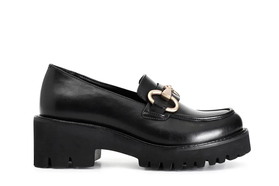 CafèNoir Mocassino Donna Pelle Nero con Morsetto