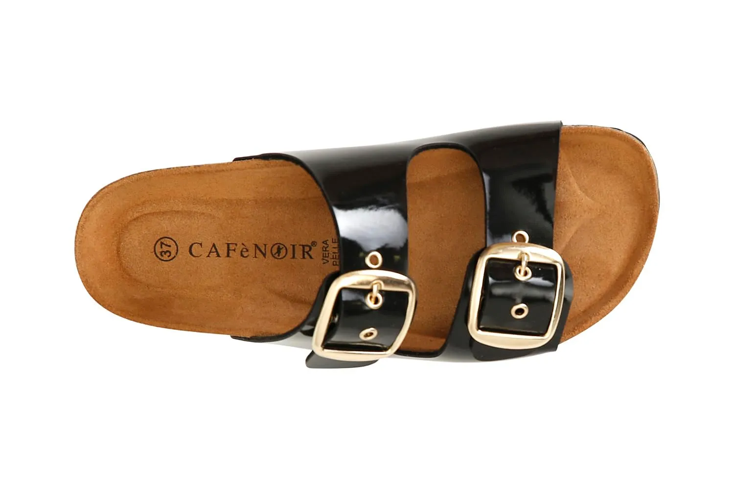 CafèNoir Ciabatta Doppia Fibbia Fussbett Pelle 4 cm