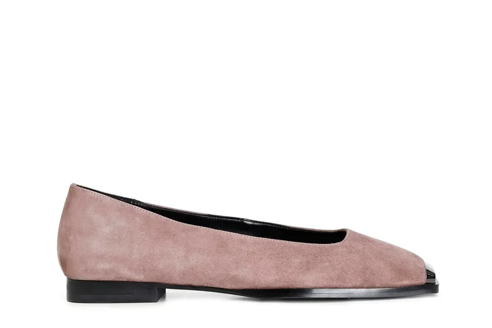 CafèNoir Ballerine Camoscio Rosa Antico Puntale Metallico