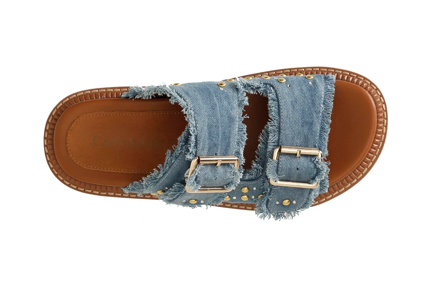 CafèNoir ciabatta donna denim doppia fibbia zeppa
