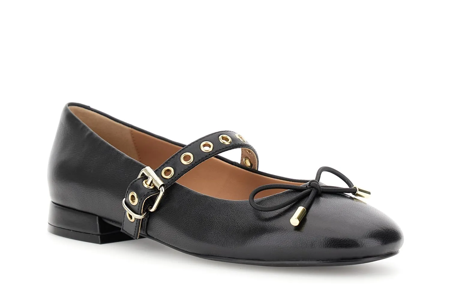 CafèNoir Ballerine Nere Cinturino Occhielli Tacco 1,9 cm