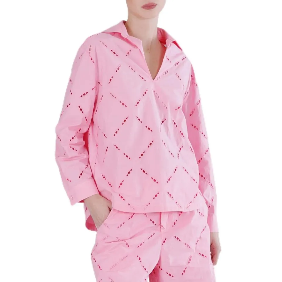 CafèNoir Blusa Sangallo Ricamata Rosa S