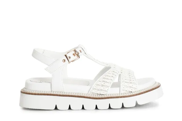 CafèNoir Sandali a T Donna Intreccio Bianchi Zeppa 2,9 cm