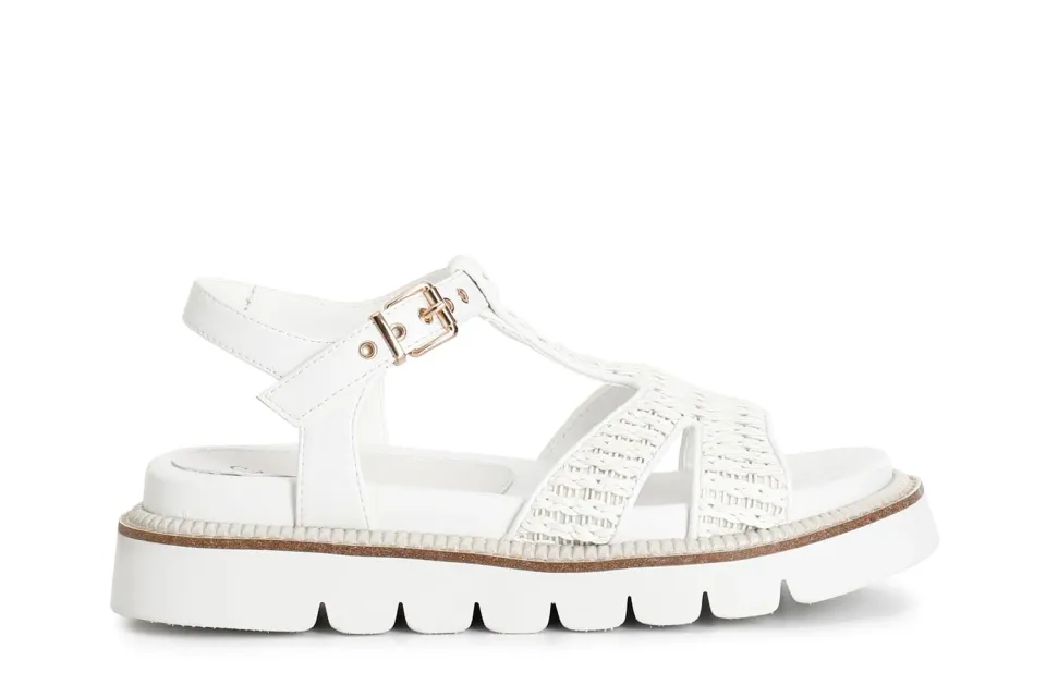 CafèNoir Sandali a T Donna Intreccio Bianchi Zeppa 2,9 cm