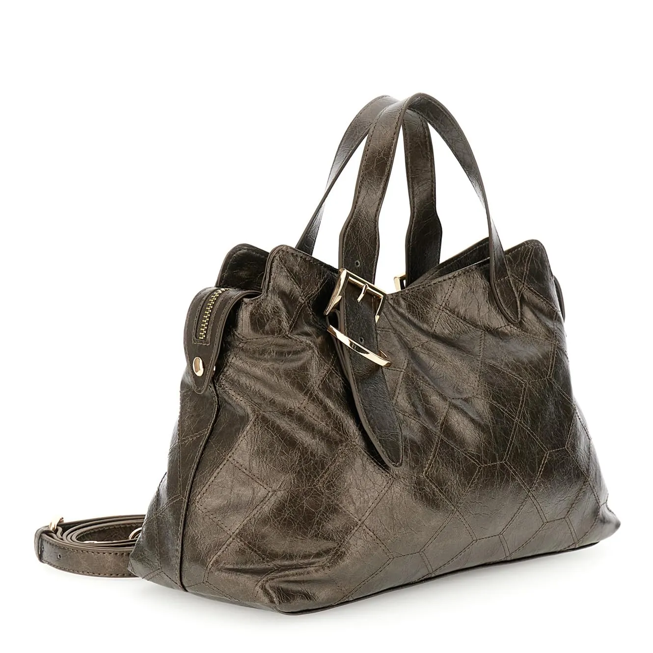 CafèNoir Ricamo Geometrico borsa a mano bronzo metallizzata