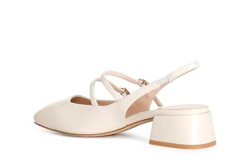 CafèNoir slingback nappa beige tacco largo 4 cm