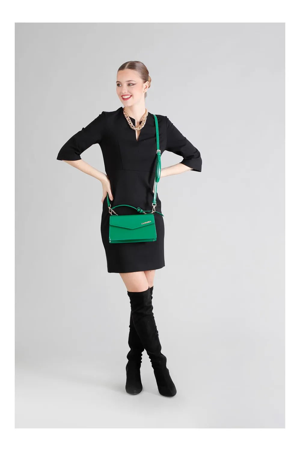 CafèNoir Borsa a Spalla Vernice Verde Minibag Rigida