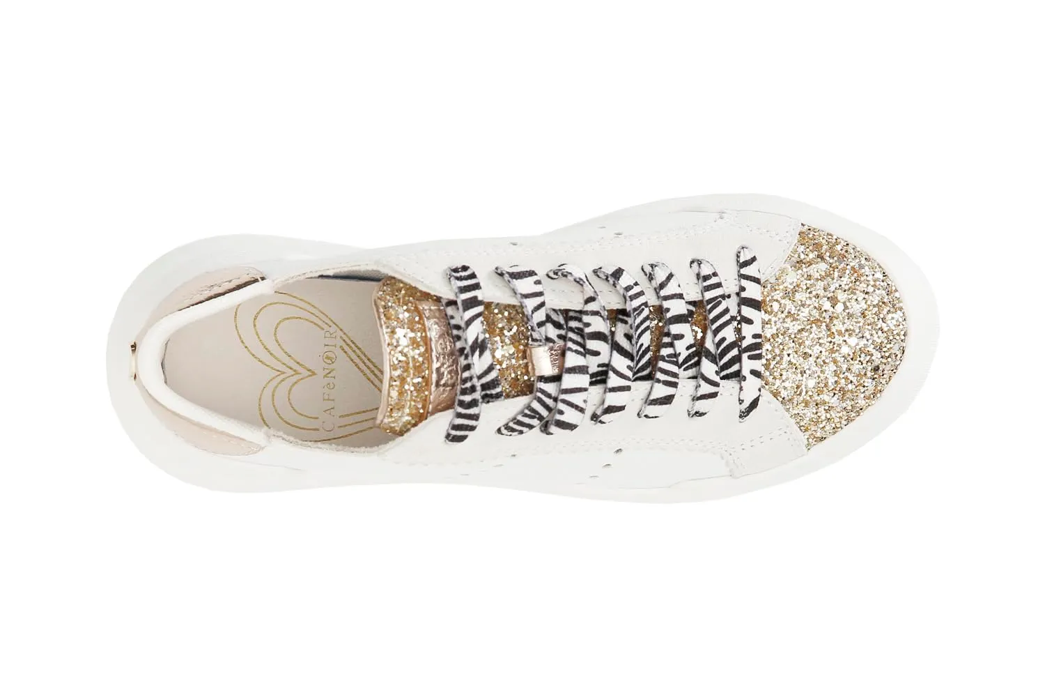 CafèNoir Sneakers donna allacciata bianco oro 39