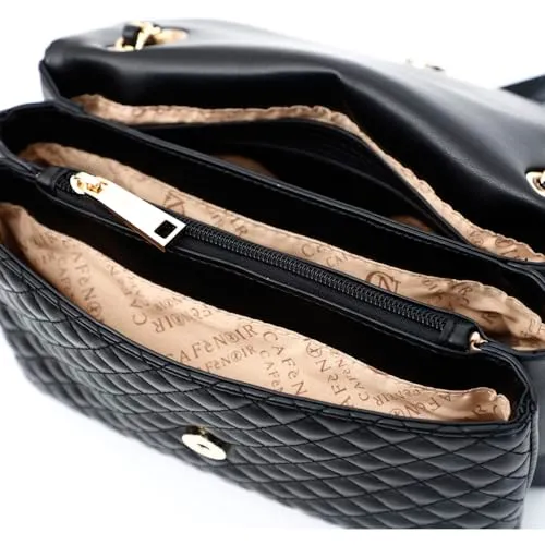 CafèNoir Piccola Pattina Trapuntata Borsa a Spalla Nera