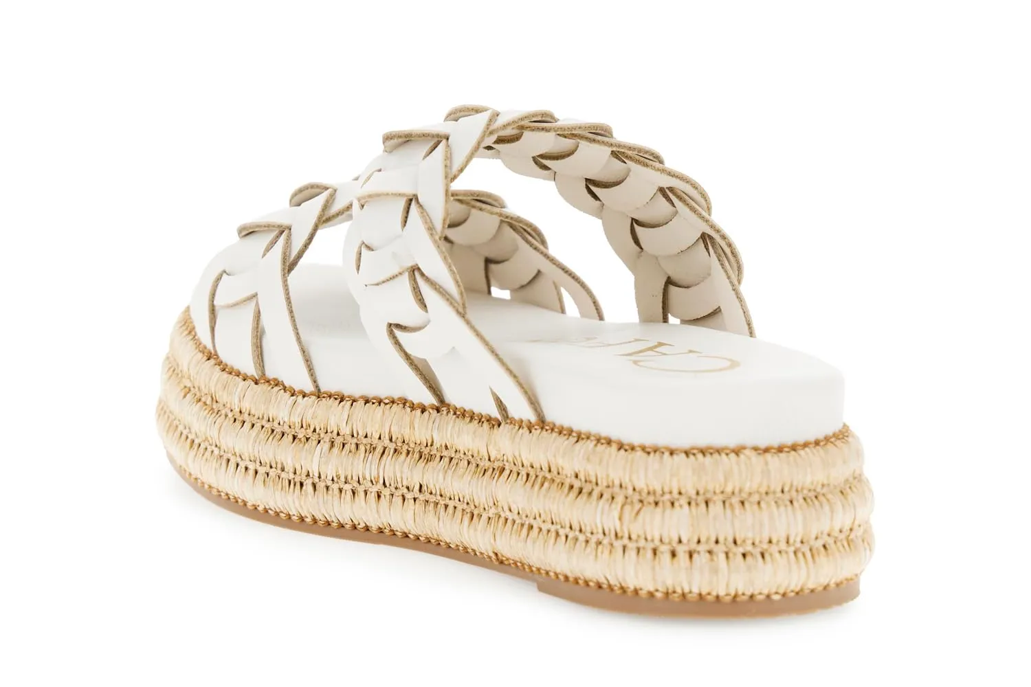CafèNoir Sandalo Zeppa Rafia Off White Due Fasce 36