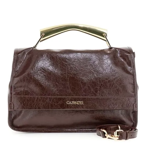 CafèNoir Borsa a Mano Lucida Burgundy con Pattina