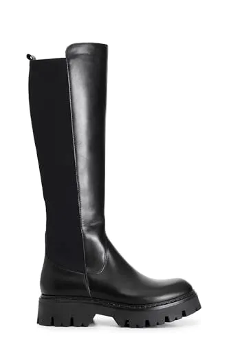CafèNoir stivale donna pelle e lycra nero elasticizzato
