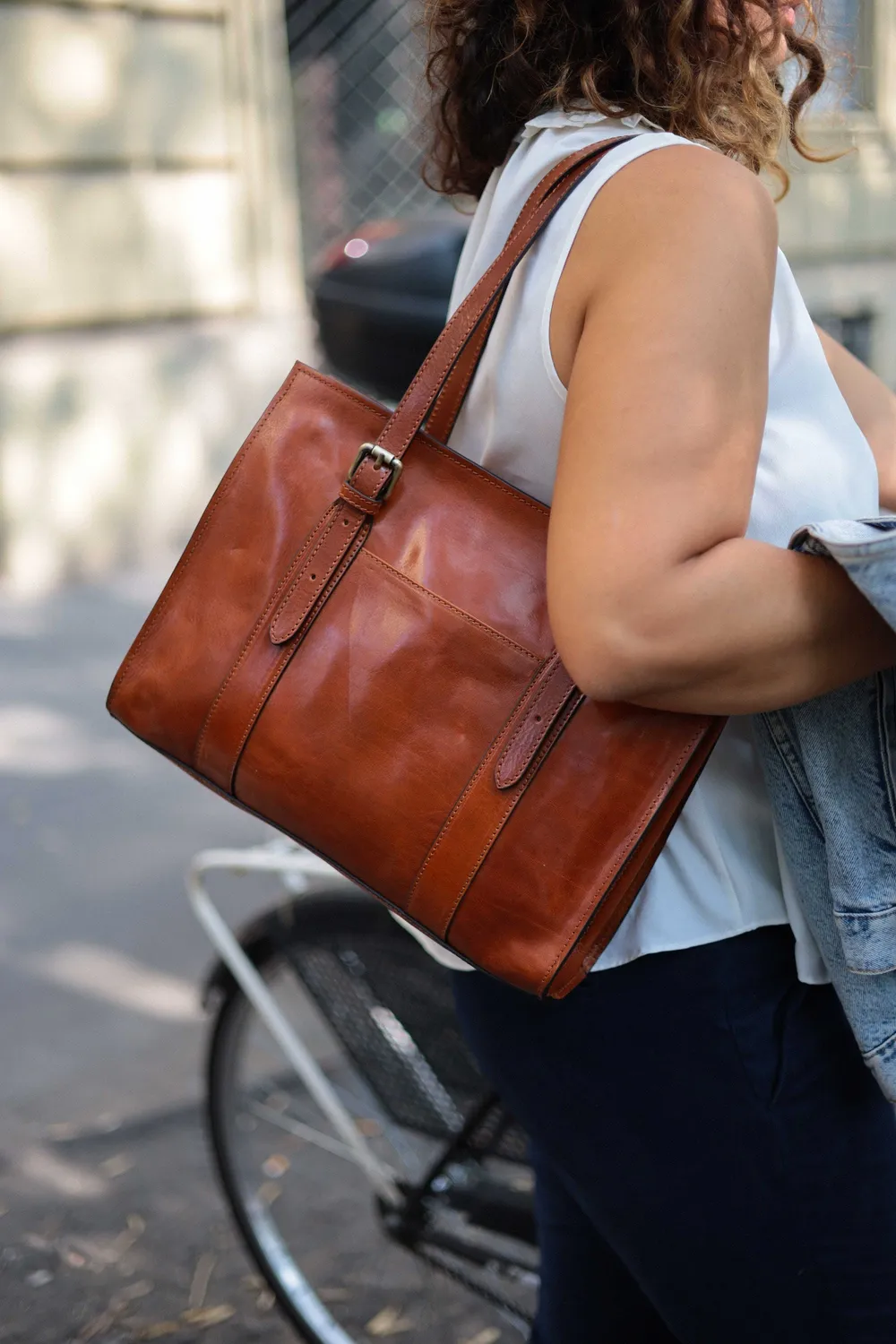 Aigin Milano Everyday Borsa in Pelle Marrone Chiaro