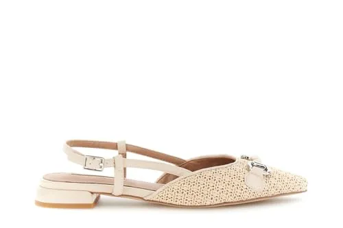 CafèNoir Ballerine Slingback Rafia Morsetto Nude
