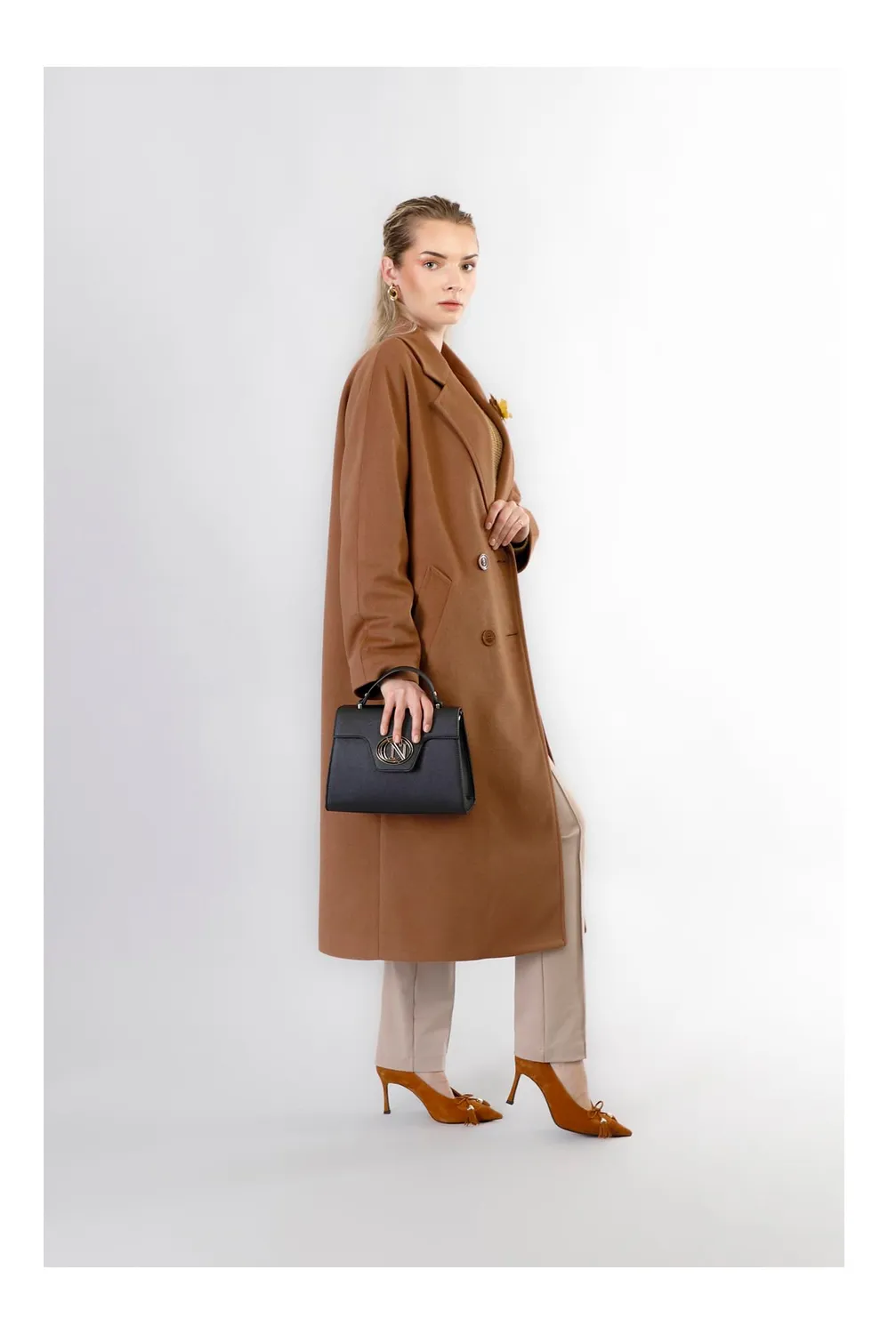 CafèNoir Borsa Saffiano Logo Ovale Tracolla