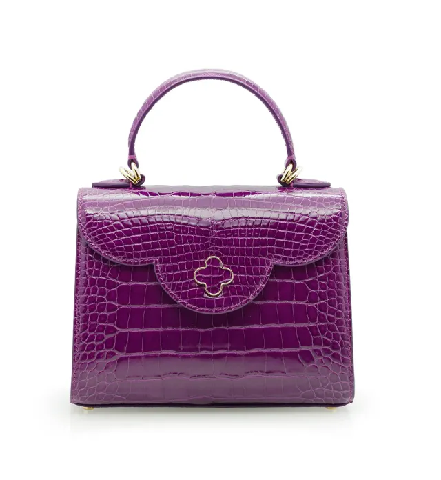 Cardinal Milano First Lady Borsa Mano Alligatore Viola