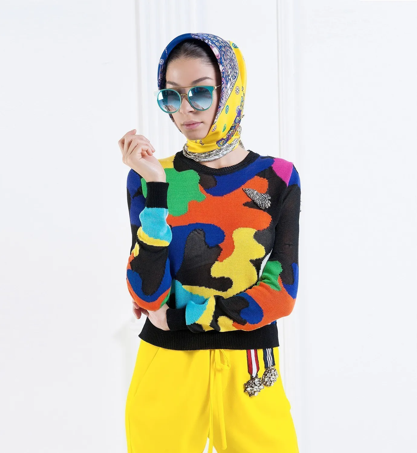Cardinal Milano The Crown Foulard Seta Giallo