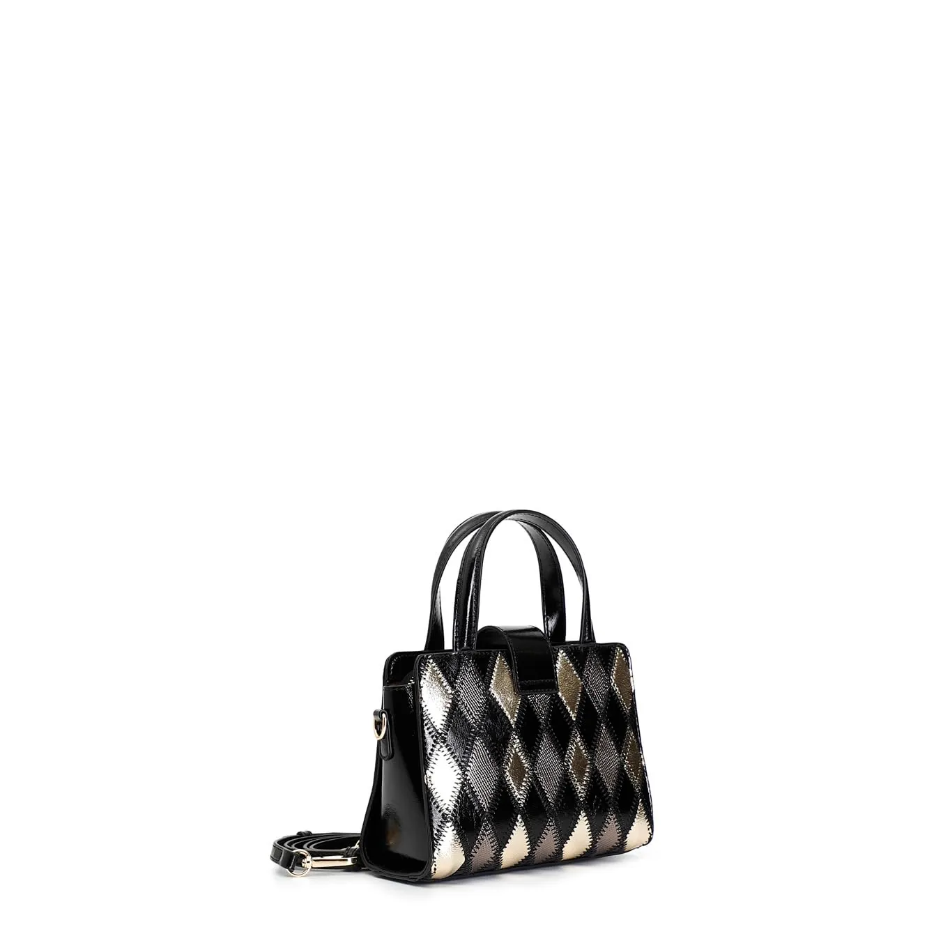 CafèNoir Minibag Rombi Patchwork Nero Strass