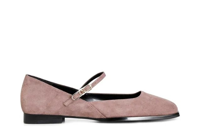 CafèNoir Ballerina Camoscio Rosa Antico tacco 15 mm
