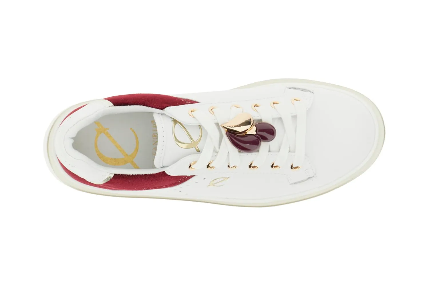 CafèNoir Sneaker Pelle Velluto Scarpe Donna 39 Bianco Bordeaux