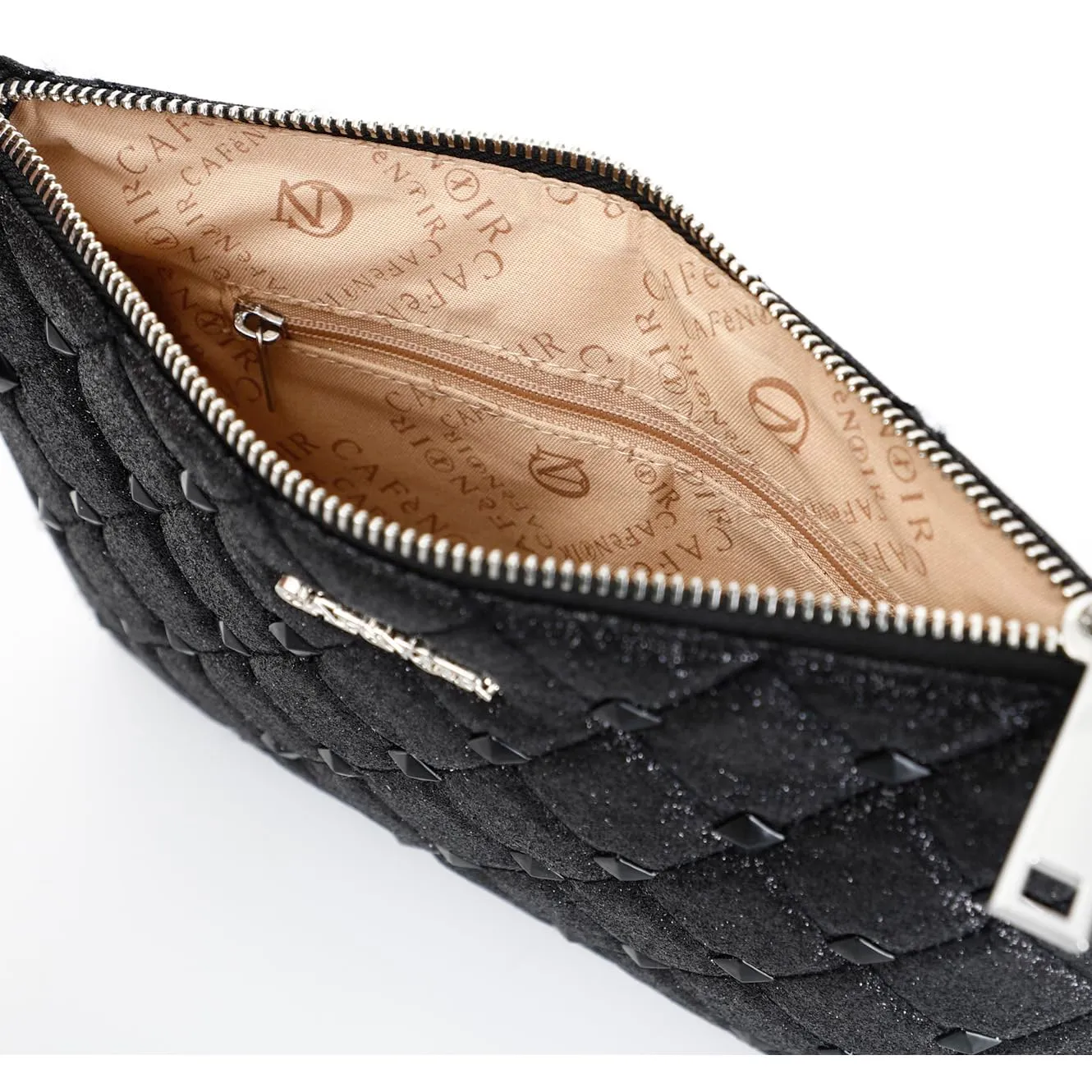 CafèNoir Pochette Glitterata Nera con Borchie