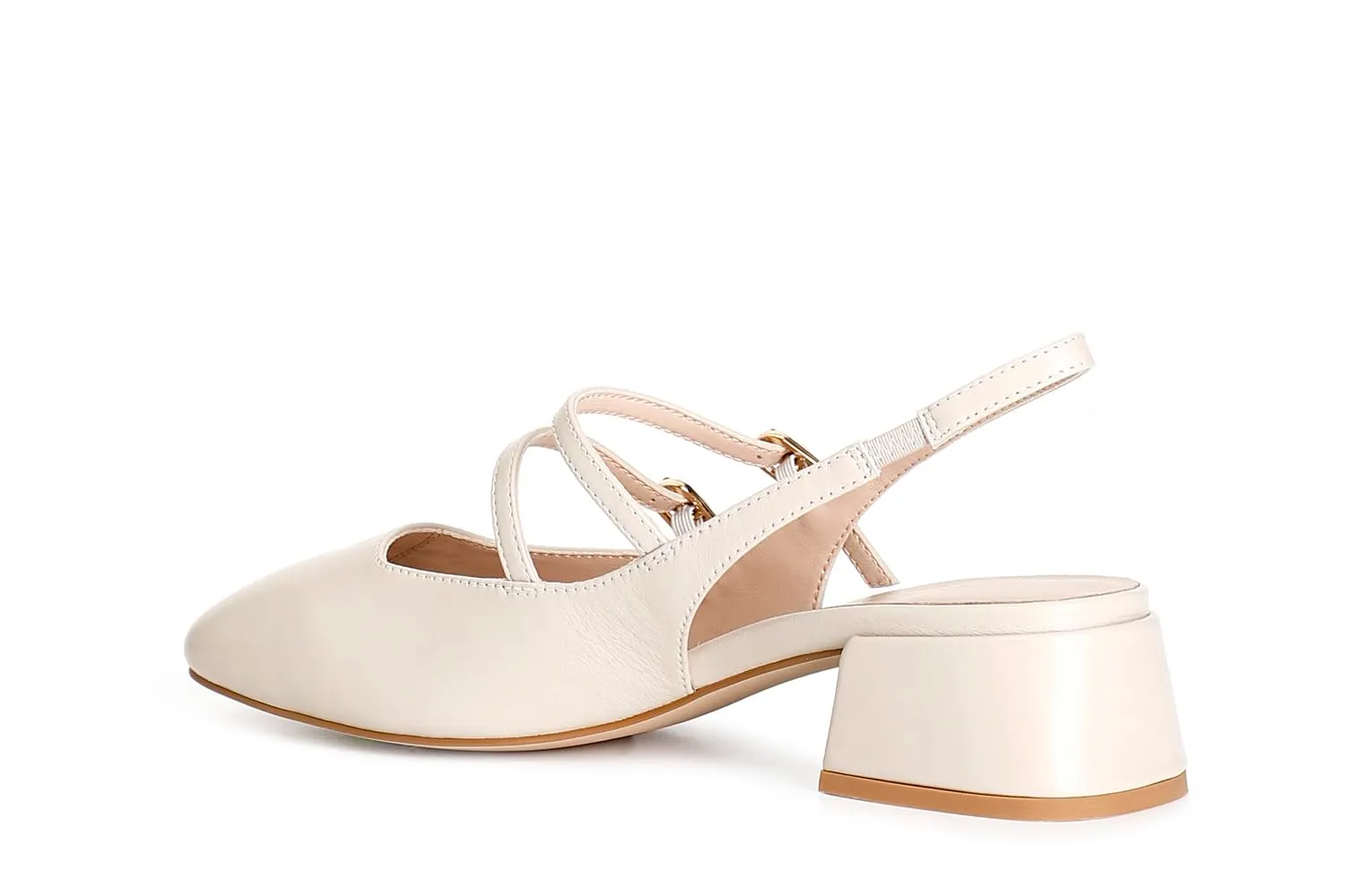 CafèNoir slingback nappa beige tacco largo 4 cm