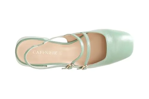 CafèNoir Slingback Vernice Due Fibbie Décolleté Salvia