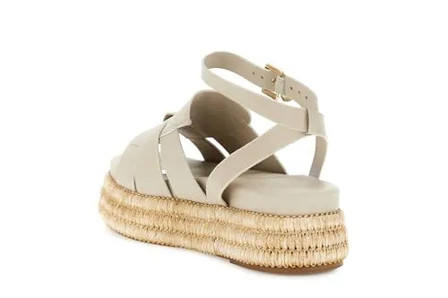 CafèNoir Sandalo Donna Zeppa Rafia 38 EU Beige