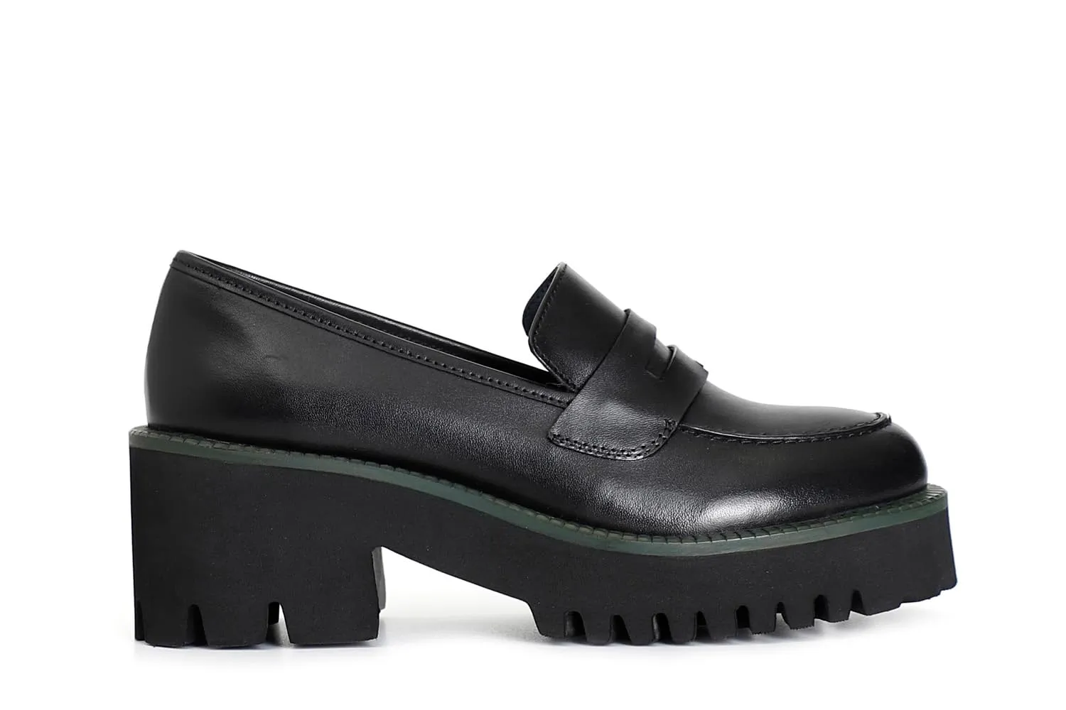 CafèNoir Mocassino Donna Pelle Nero Rosso Suola Carrarmato