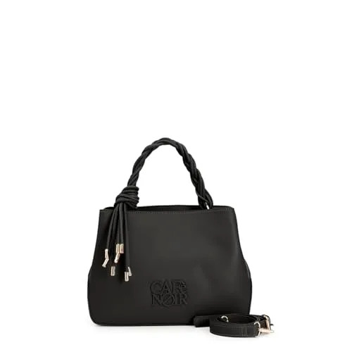 CafèNoir Borsa a Mano Manico Intrecciato Nero con Tracolla