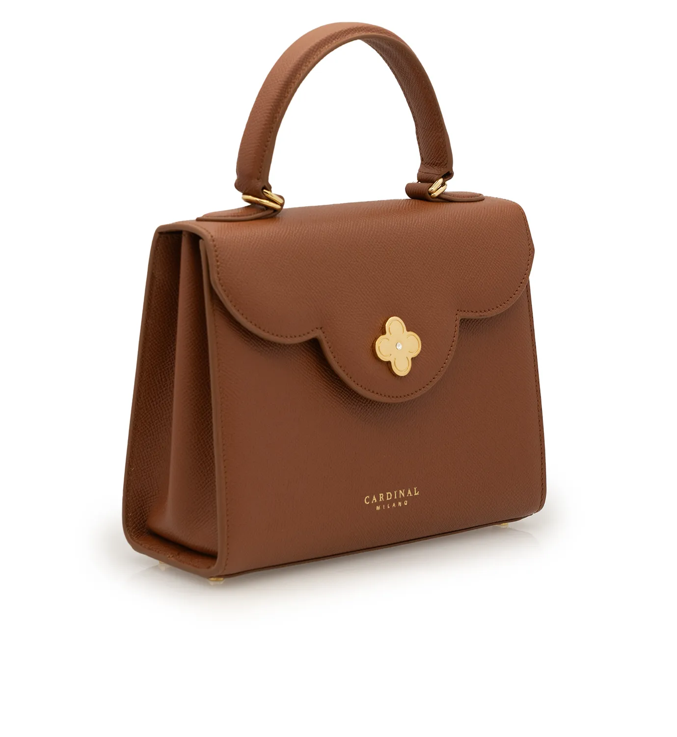 Cardinal Milano First Lady Brown Textured Borsa a Mano Marrone Vitello