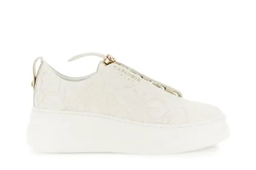 CafèNoir Sneakers Lacci Elastici pelle avorio decori