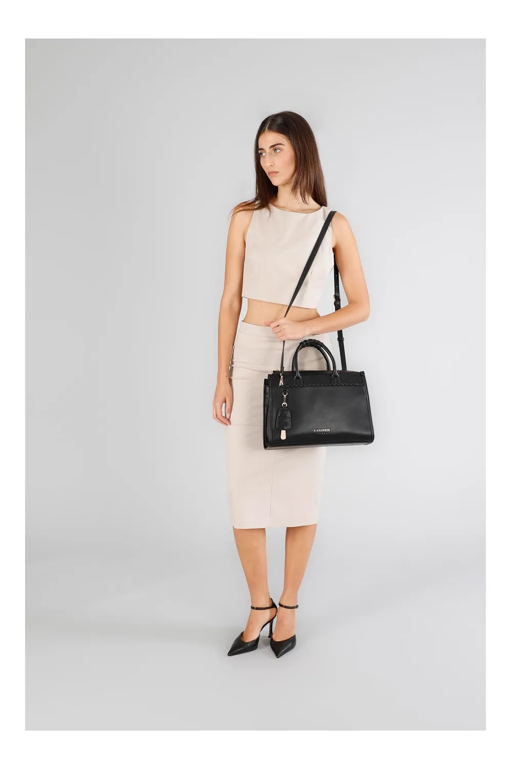 CafèNoir Tote Manici Intrecciati Nera Charm