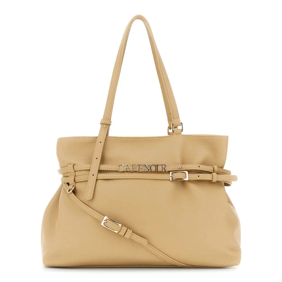 CafèNoir Shopping Pelle Grana Taupe Tramezza Zip