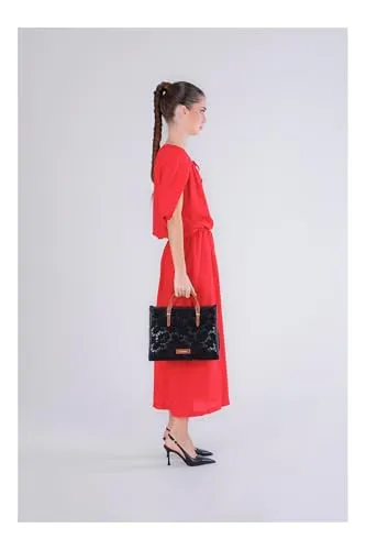 CafèNoir Shopping Bag Piccola Macramè Manici Effetto Pelle