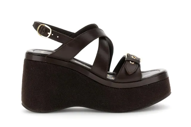 CafèNoir Sandali Donna Pelle Zeppa 9 cm Incrocio
