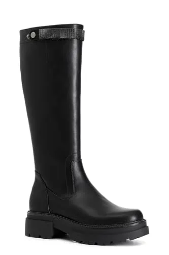 CafèNoir Stivale Donna Nero Similpelle Strass Pelle