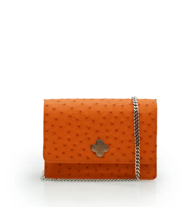 Cardinal Milano Lisa pochette arancio struzzo tracolla