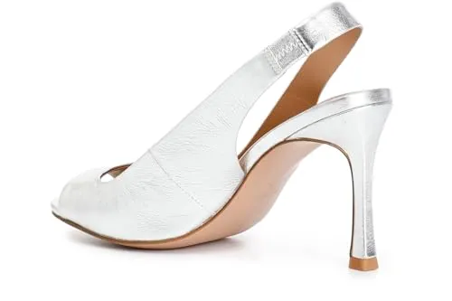 CafèNoir Sandalo slingback pelle laminata 38 platino