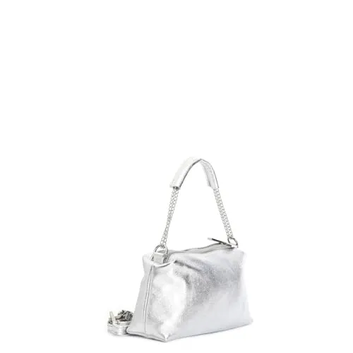 CafèNoir Camera Bag Donna Argento Pelle Metallizzata Catena