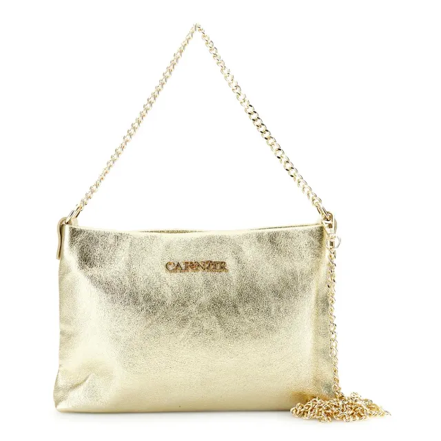 CafèNoir Pochette Pelle Metallizzata Catena Oro