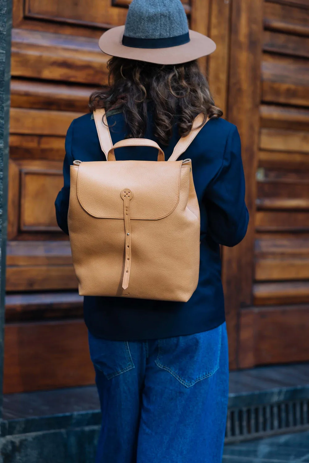 Aigin Milano Zaino in Pelle Naturale Full Grain